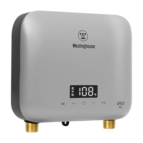 Westinghouse Apolo Mini 3.5kW Tankless Water Heater Electric, 120V Instant Hot Water, Smart WiFi Control, Compatible with Alexa & Google Home, Gray