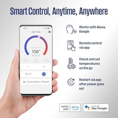 Westinghouse Apolo Mini 3.5kW Tankless Water Heater Electric, 120V Instant Hot Water, Smart WiFi Control, Compatible with Alexa & Google Home, Gray
