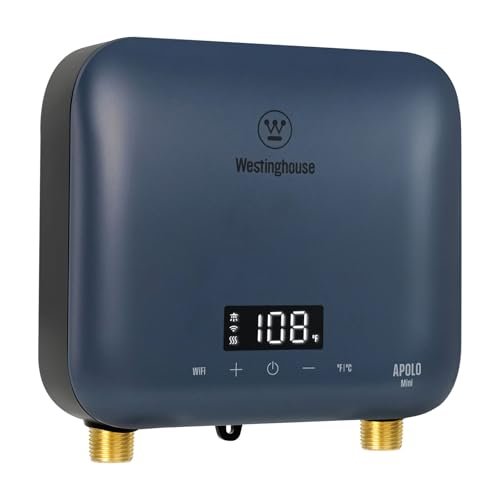 Westinghouse Apolo Mini 3.5kW Tankless Water Heater Electric, 120V Instant Hot Water, Smart WiFi Control, Works with Alexa & Google Home, Deep Blue