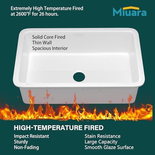 White Undermount Kitchen Sink 32 Inch - Topmount Fireclay Bar Sink Drop In 32"x19"x10", Dual Mount, Single Bowl, with 2 Custom Accessories, Glossy White, for Kitchen