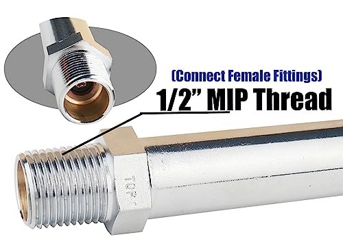 WHK Brass 12" Frost Proof Outdoor Faucet, Anti-Siphon Sillcock, Polished Chrome, 1/2" MIP x 3/4" Hose Bibb