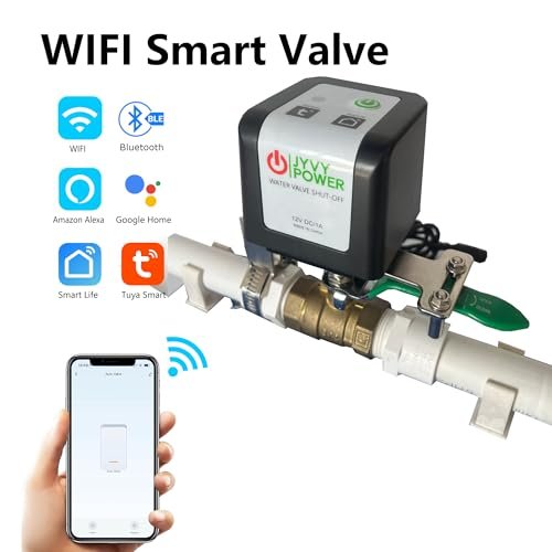 WiFi/Bluetooth Ball Valve Smart Water Shutoff Manipulator with Durable Metal Gear Domotique Controller Compatible Alexa Google Works 2.4 GHz No HUB Needed (TUYA WIFI)