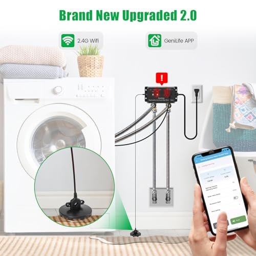 WiFi Smart Water Shutoff Valve with Leak Sensor, 3/4" Brass Valve & Extra Hose, Effortless Remote Control and Real-Time Water Leak Alerts via App