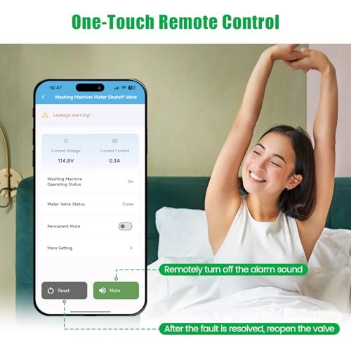 WiFi Smart Water Shutoff Valve with Leak Sensor, 3/4" Brass Valve & Extra Hose, Effortless Remote Control and Real-Time Water Leak Alerts via App