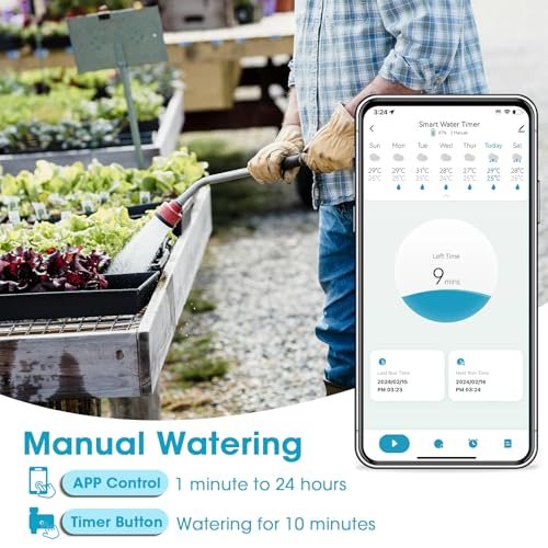 WiFi Sprinkler Timer Water Timer, Smart Hose Faucet Timer, APP & Voice Control, Remote Control Irrigation System via 2.4Ghz WiFi & Bluetooth, Compatible with Alexa