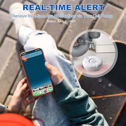 WiFi Water Leak Detector for Home 5pack, 120dB Adjustable Alarm, Smart Water Sensor Alarm, Wireless Water Leak Alert with App Notification, 5 Sensors & 1 Gateway for Bathroom,Laundry,Kitchen