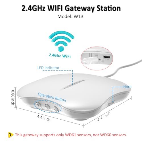 WiFi Water Leak Detector for Home with App Notification, 1 Gateway + 6 WD61 Sensor, 120dB Water Flood/Drip Alarm for Basement/Kitchen/Bathroom/Toilet/Laundry Room, Sink/Drain/Pipe/Faucet Leakage Alert