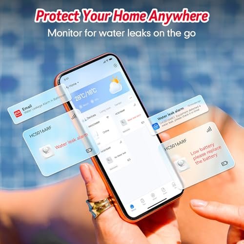 WiFi Water Leak Detector, Hub & Water Leak Sensor 3 Pack, Wireless Siren Alarm & Email & APP Push Notification, Floating Remote Water Leakage Sensors for Basement, Kitchen, Sink, Bathroom, Laundry