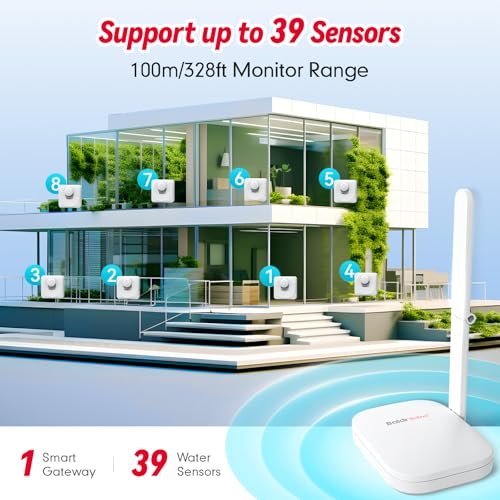 WiFi Water Leak Detector, Hub & Water Leak Sensor 3 Pack, Wireless Siren Alarm & Email & APP Push Notification, Floating Remote Water Leakage Sensors for Basement, Kitchen, Sink, Bathroom, Laundry