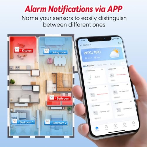 WiFi Water Leak Detector, Hub & Water Leak Sensor 3 Pack, Wireless Siren Alarm & Email & APP Push Notification, Floating Remote Water Leakage Sensors for Basement, Kitchen, Sink, Bathroom, Laundry