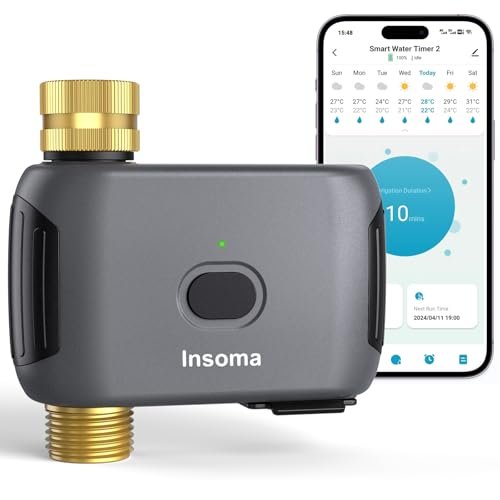 WiFi Water Timer Brass Inlet & Outlet, Smart Sprinkler Timer for Garden Hose, APP Remote Control WiFi Hose Timers, Voice Control with Alexa, Rain Delay and Manual Mode for Yard Lawn Watering
