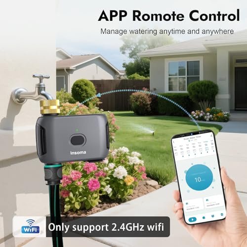WiFi Water Timer Brass Inlet & Outlet, Smart Sprinkler Timer for Garden Hose, APP Remote Control WiFi Hose Timers, Voice Control with Alexa, Rain Delay and Manual Mode for Yard Lawn Watering