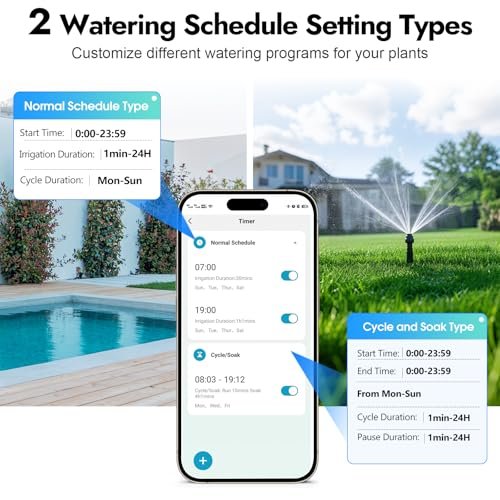 WiFi Water Timer Brass Inlet & Outlet, Smart Sprinkler Timer for Garden Hose, APP Remote Control WiFi Hose Timers, Voice Control with Alexa, Rain Delay and Manual Mode for Yard Lawn Watering