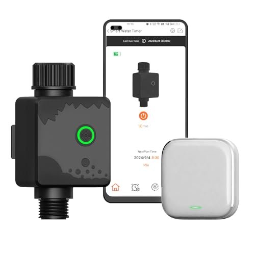 WiFi Water Timer for Garden Hose, Sprinkler Timer with 1 Outlet for Lawns and Yard, Rain Delay/Remote/Manual/Automatic Drip Irrigation System Programmable Faucet