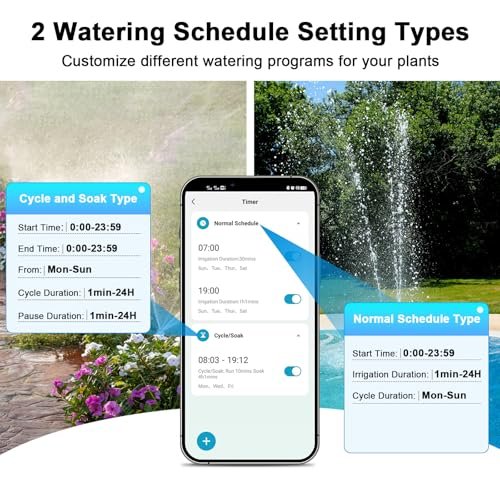 WiFi Water Timer with Brass Inlet, 1 Zone Smart Sprinkler Timer for Garden Hose Faucet, Hose Timers with WiFi Hub, Up to 20 Watering Plans, APP & Voice Control, Compatible with Alexa