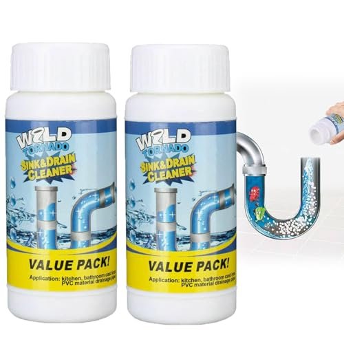 Wild Tornado Powerful Sink & Drain Cleaner Powder - Quick Foaming Super Cleaning Agent for Kitchen, Bathroom & Toilet Pipes (2pcs)
