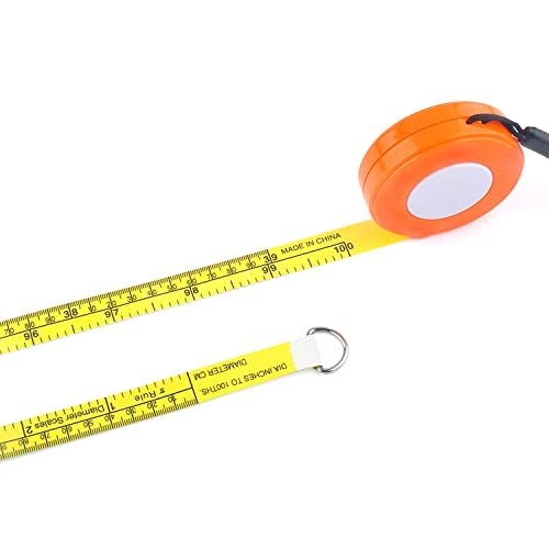 WIN TAPE Cm and Inches to 100ths Executive Diameter Pi Engineer's Tape Measure (Orange, 315cm 124'')