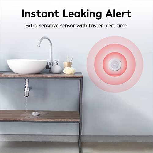 Winees WiFi Water Leak Detector, 3 Pack Water Sensors with 100dB Adjustable Alarm, Leak Alert Email&SMS Notification, 200M Transmission for Basement, Bathroom, Laundry, IFTTT, S1 Plus, 2.4G WiFi Only