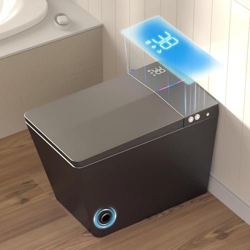 WinZo Smart Bidet Toilet with Built-in Tank, ADA Comfort Height One-Piece Toilet with Warm Water Bidet, Foot Kick Flush, Modern Elongated Smart Toilet with Bidet Built In, Heated Seat & Auto Drying