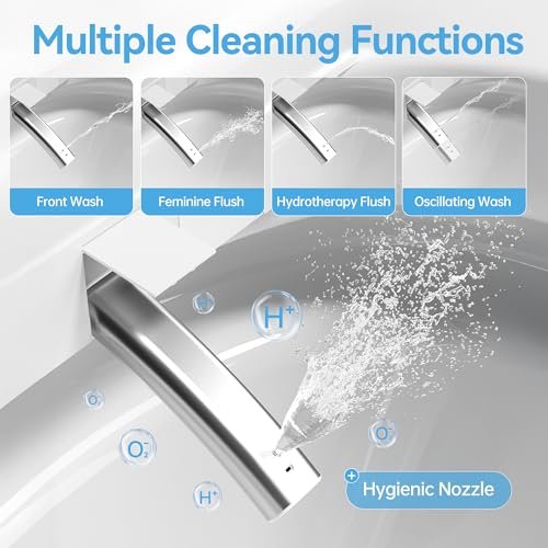 WinZo Smart Bidet Toilet with Built-in Tank, ADA Comfort Height One-Piece Toilet with Warm Water Bidet, Foot Kick Flush, Modern Elongated Smart Toilet with Bidet Built In, Heated Seat & Auto Drying