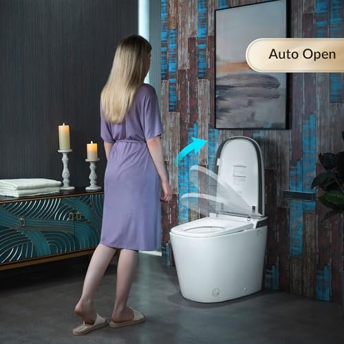 WOODBRIDGE Smart Bidet Toilet with 1000 Gram MaP Flush Score,Auto Open/Close,Foam Shield,Auto Flush,Foot Sensor,Movement Drying,Heated Seat,ADA Chair Height,One Piece Toilet with Tank Built in