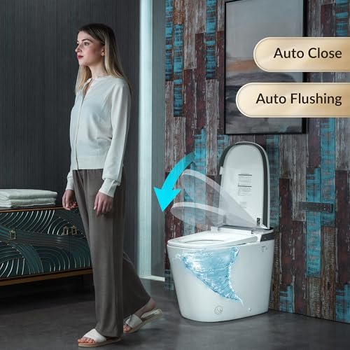 WOODBRIDGE Smart Bidet Toilet with 1000 Gram MaP Flush Score,Auto Open/Close,Foam Shield,Auto Flush,Foot Sensor,Movement Drying,Heated Seat,ADA Chair Height,One Piece Toilet with Tank Built in