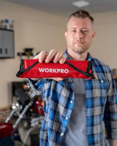WORKPRO 8-piece Flex-Head Ratcheting Combination Wrench Set, SAE 5/16-3/4 in, 72-Teeth, CR-V Constructed, Nickel Plating with Organizer Bag