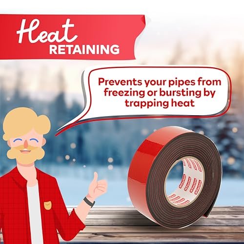XFasten Foam Pipe Insulation Tape 2 Inch x 15 Feet Heavy-Duty AC Line Insulation Outdoor Pipe Wrap Tape AC Pipe Insulation Outdoor Pipe Insulation Wrap Tape HVAC Line Insulation Pipe Wrap Around Tape