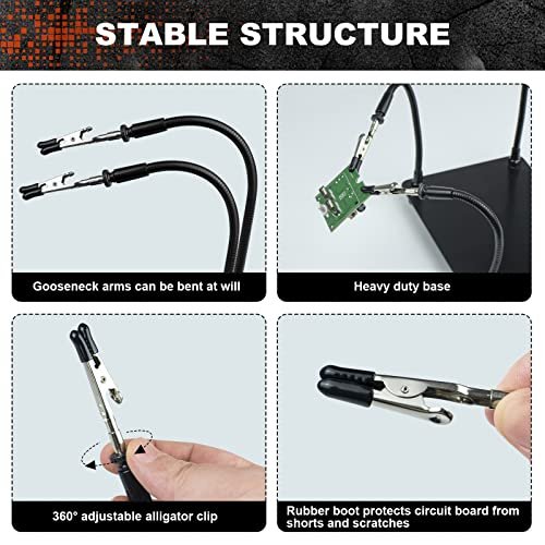 XYK Helping Hands Soldering Station, Soldering Kit, Third Hand Soldering Tool 4 Flexible Arms Helping Hands for Electronic Repair Soldering Jewelry Crafts