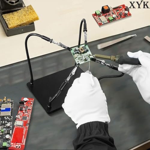 XYK Helping Hands Soldering Station, Soldering Kit, Third Hand Soldering Tool 4 Flexible Arms Helping Hands for Electronic Repair Soldering Jewelry Crafts