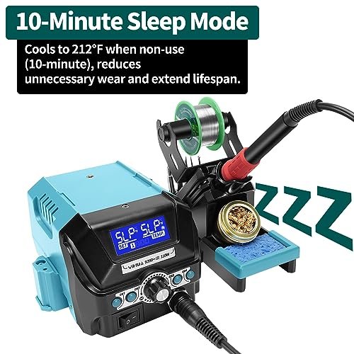 YIHUA 939D+ III EVO Digital Soldering Iron Station Kit 110W High Power with LCD display, 4 Memory Channels, Sleep Mode, Digital Calibration, Solder Wire, Helping Hands, Magnifier, 3 Soldering Tips