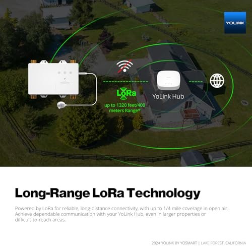 YoLink LeakStop 2 Washing Machine Leak Detector with Auto Shut-Off, Hot & Cold Water Valves, Flow Monitoring, 2 AA Battery Powered, LoRa Smart System, Hub Required