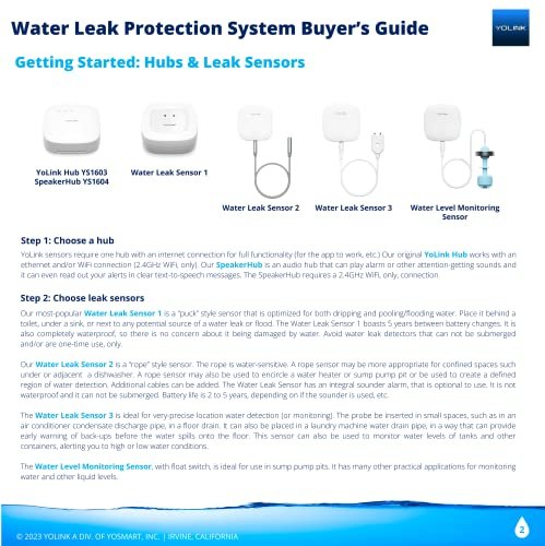 YoLink Water Leak Detector, 1/4 Mile World's Longest Range, Wireless Smart Water Leak Sensor, Alexa, IFTTT, Hub Required