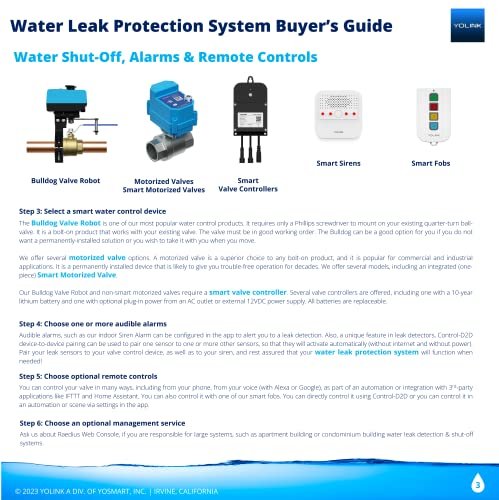 YoLink Water Leak Sensor 2,1/4 Mile World's Longest Range Smart Home Water Leak Sensor,Water Leak Detector with Built-in Siren Up to 105dB,Works with Alexa and IFTTT-YoLink Hub Required,YS7904-UC