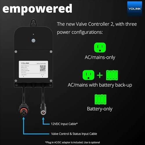 YoLink Wireless Smart Valve Control Kit, 3/4" Brass Motorized Valve, Wireless Valve Controller 2