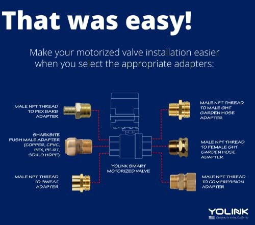 YoLink X3 version Smart Valve Controller with Brass Motorized 3/4 Inch Ball Valve, Battery powered 10 years battery life, App control, Hub required