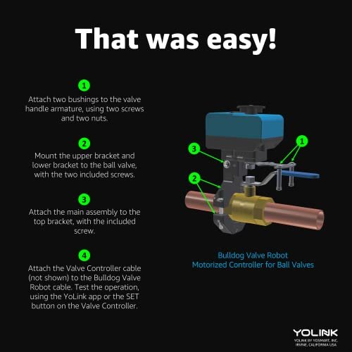 YoLink X3 Version Smart Water Leak Protection Kit: X3 Valve Controller, Bulldog, (4) Leak Sensors & Hub