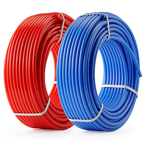 Zelcan PEX PIPE Tubing 1/2 Inch, 2 Rolls of 300ft PEX-B Coil Hose, Non Oxygen Barrier, Radiant Heat Tubing (Red+Blue) for Water Line & RV Sewer Hose