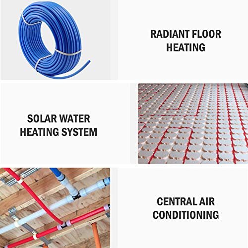 Zelcan PEX PIPE Tubing 1/2 Inch, 2 Rolls of 300ft PEX-B Coil Hose, Non Oxygen Barrier, Radiant Heat Tubing (Red+Blue) for Water Line & RV Sewer Hose