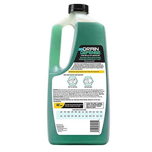 Zep Drain Defense Pipe Build-Up Remover - 64 Ounces - ZLDC648 - Professional Strength Liquid Pipe Build Up Remover,GREEN